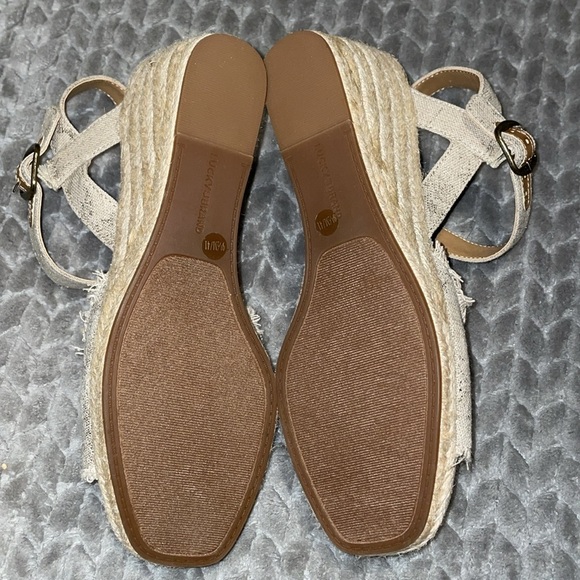 Lucky Brand Womens Mindra Tan Espadrille Wedge Sandal Size 9.5 M Open Toe Canvas - Picture 10 of 12